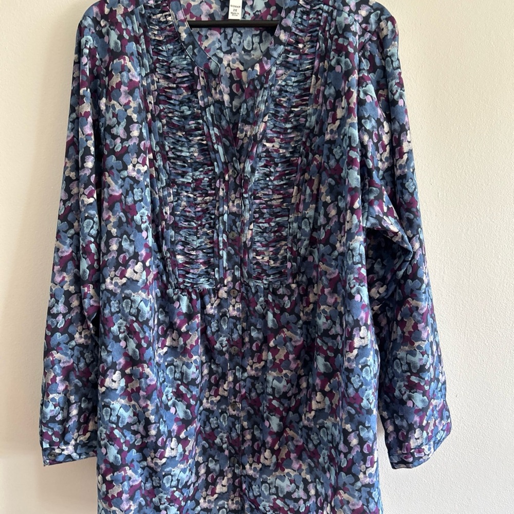 Croft & Barrel Women’s Floral Long Sleeve Easter Spring  Top Blouse Sz 2X NWOT